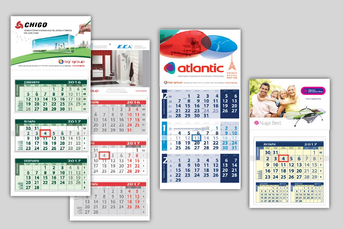 Working calendars with 1 and 3 sections